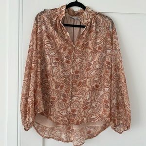 Button up blouse with attached camisole